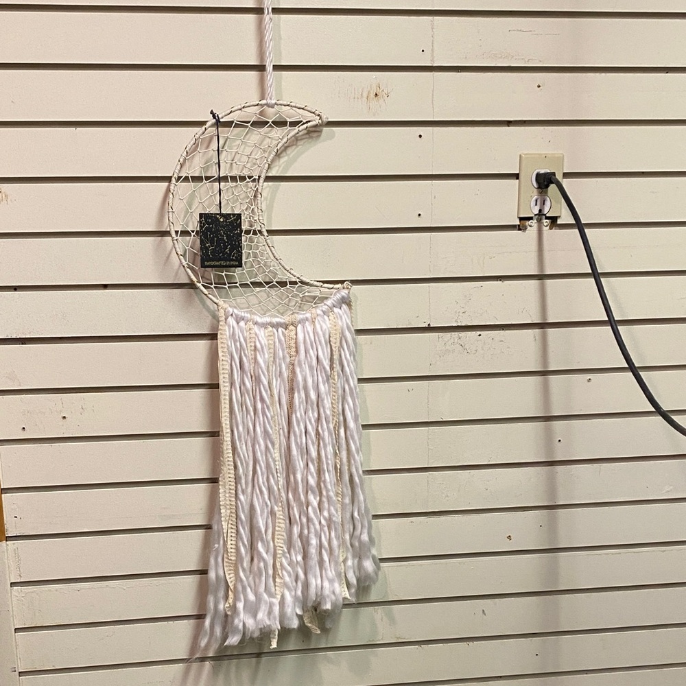 Crescent Moon Dreamcatcher with White Fringe